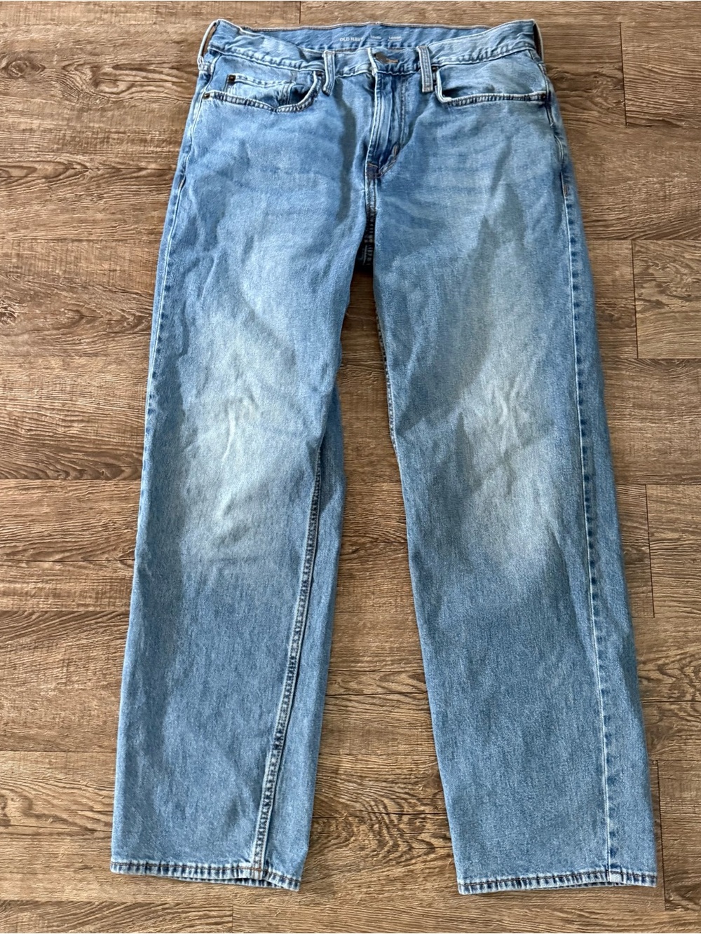 Old Navy Denim Jeans Men 32x32 Loose Fit Faded Light Wash Classic Straight Leg